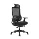 Silla de oficina ergonómica negra con soporte lumbar