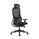 Silla de oficina ergonómica negra con soporte lumbar