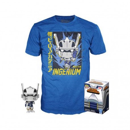 Camiseta azul y figura Funko Pop de Tenya Iida My Hero Academia