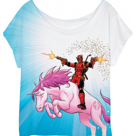 Camiseta Chica Deadpool Unicornio Marvel