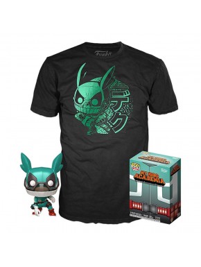 Camiseta negra y Funko Pop de Deku de My Hero Academia