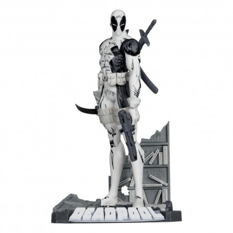 Statue PVC Deadpool noir et blanc avec base de diorama