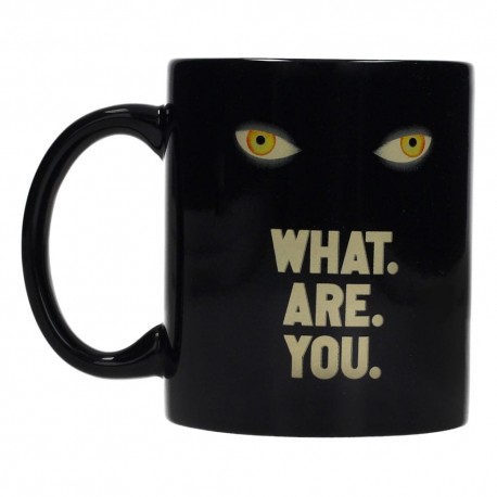 Taza negra de Stephen King It con texto 'What Are You'