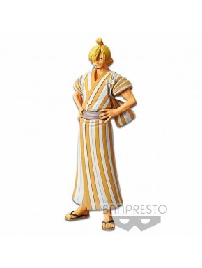 Figura Sanji Wanokuni One Piece con kimono amarillo y blanco