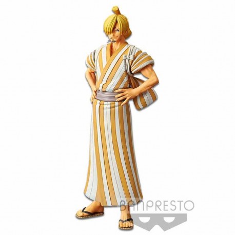Figurine Sanji Wanokuni One Piece avec kimono jaune et blanc
