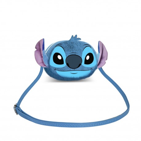 Sac bandoulière en peluche bleu de Lilo & Stitch avec bandoulière ajustable