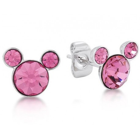 Earrings sterling Silver and Swarovski Crystal Pink Mickey Mouse Disney