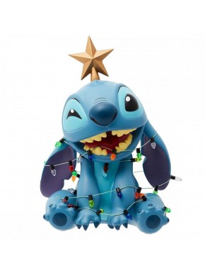 Figura de Stitch con luces navideñas y estrella