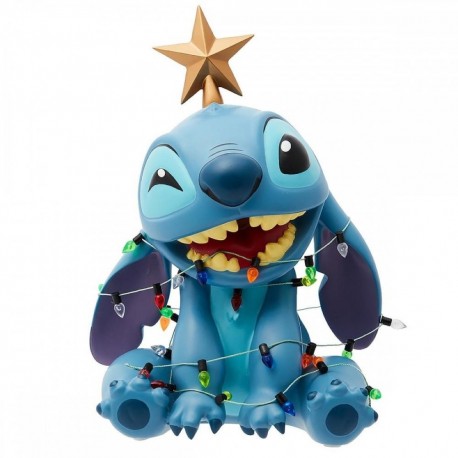 Figura de Stitch con luces navideñas y estrella