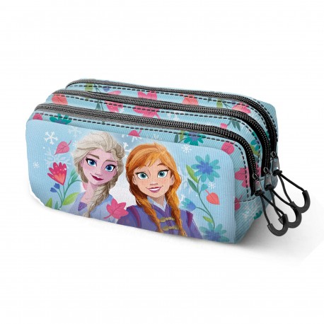 Estuche azul de Frozen 2 con tres compartimentos
