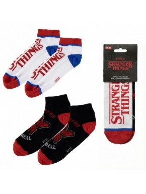 pack calcetines tobilleros Stranger Things logo y Demogorgon