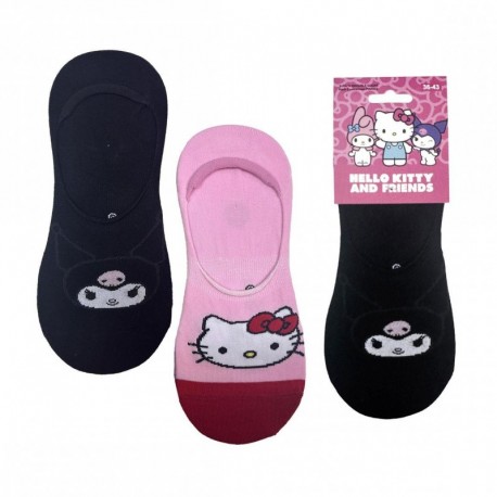 Pack de meias pinkies Hello Kitty em rosa e preto