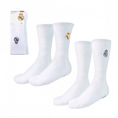 Calcetines blancos Real Madrid con escudo bordado
