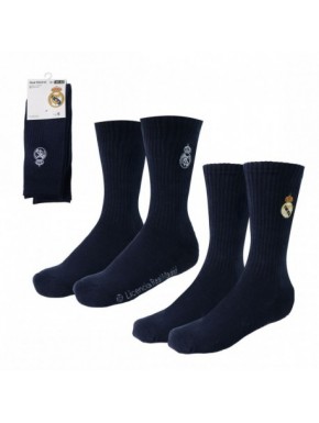 Calcetines azul marino del Real Madrid con escudo