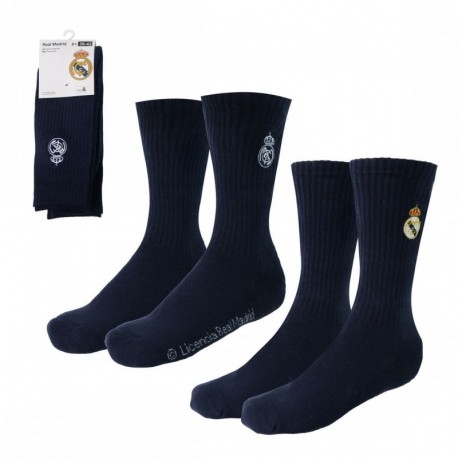 Calcetines azul marino del Real Madrid con escudo