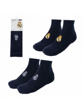 Calcetines Real Madrid azul marino con logo bordado