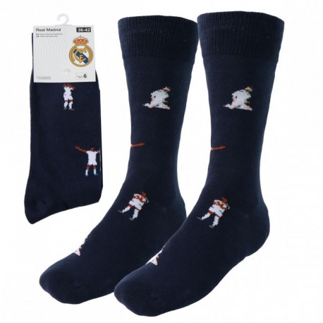 Chaussettes bleu marine Real Madrid avec joueurs pixelisés