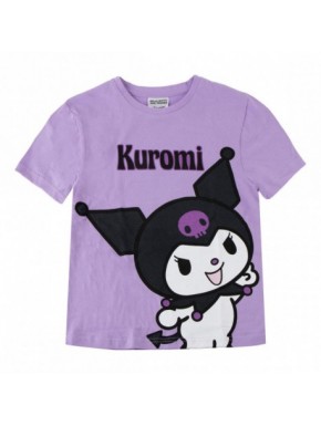 T-shirt lilas Kuromi pour filles de 6 à 12 ans
