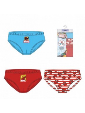 Pack cuecas Marvel infantil, 3 designs, algodão