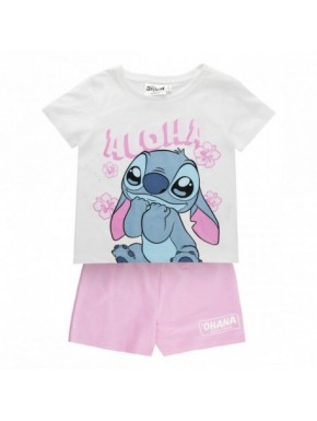 Conjunto camiseta e shorts Stitch para meninas