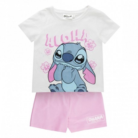 Conjunto camiseta y shorts Stitch para niñas