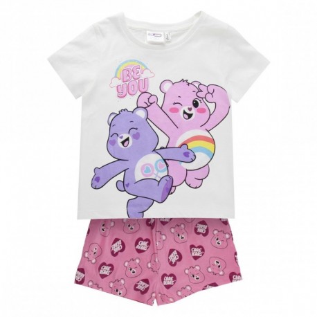 Pyjama court Bisounours avec t-shirt blanc et short rose