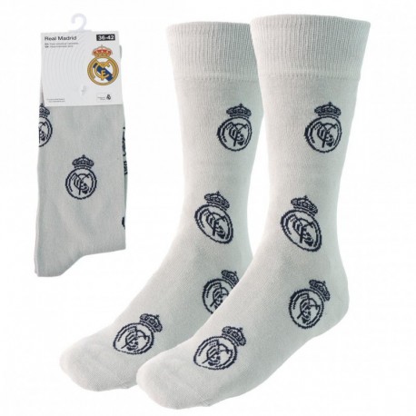 Calcetines grises con escudo del Real Madrid para niño
