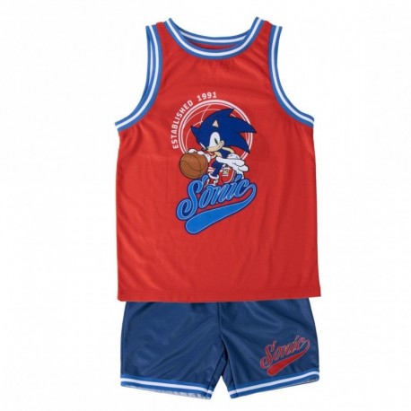Ensemble sportif Sonic enfants, débardeur rouge et short bleu
