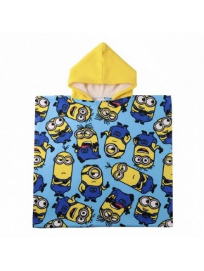 Poncho bleu Minions avec capuche jaune