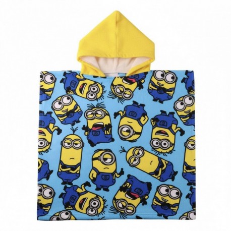 Poncho bleu Minions avec capuche jaune