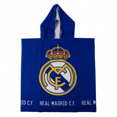 Poncho azul del Real Madrid con escudo