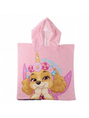 Poncho microfibra rosa Paw Patrol con capucha