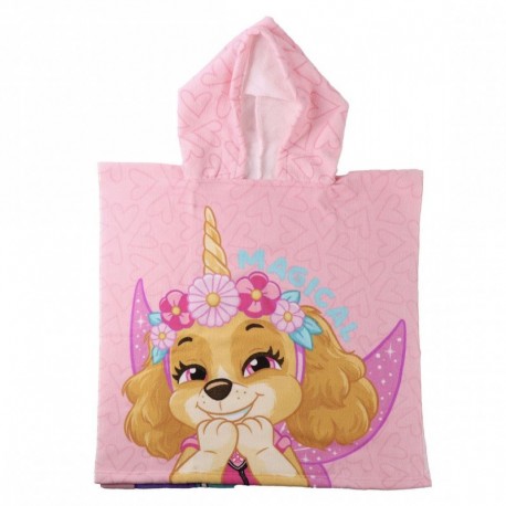 Poncho microfibre rose Pat'Patrouille avec capuche