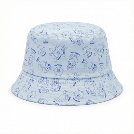 Chapeau de pêcheur Bluey bleu clair avec personnages