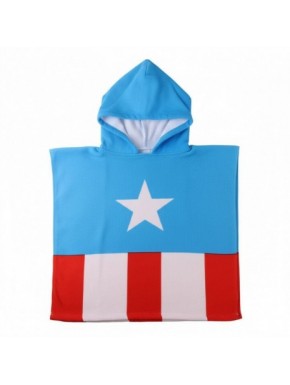 Poncho de microfibra azul de Capitán América con estrella