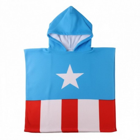 Poncho en microfibre bleu de Captain America avec étoile