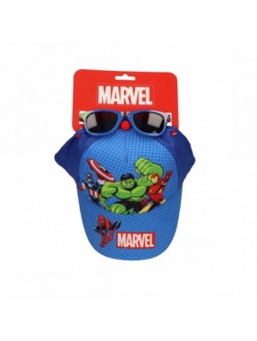Casquette et lunettes de soleil Avengers Hulk bleu