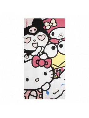 Serviette rose clair Hello Kitty avec design de plusieurs personnages