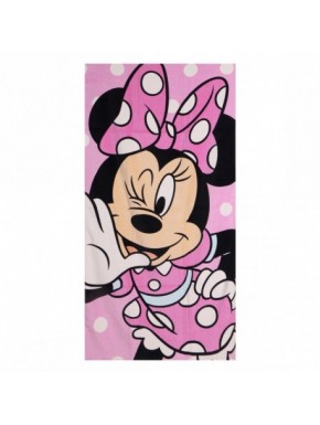Toalha de algodão rosa com design de Minnie Mouse