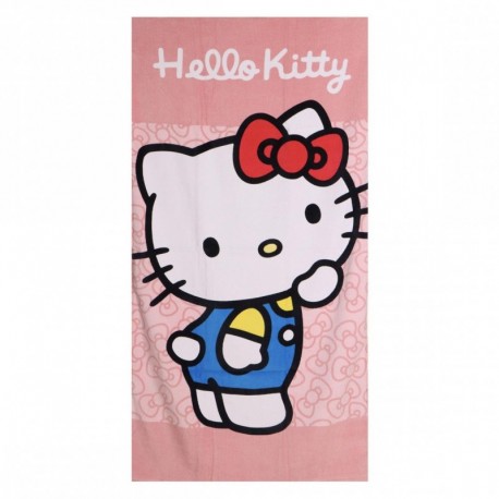 Toalha de algodão rosa com design Hello Kitty