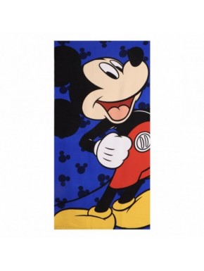 Toalha de microfibra azul com imagem do Mickey Mouse