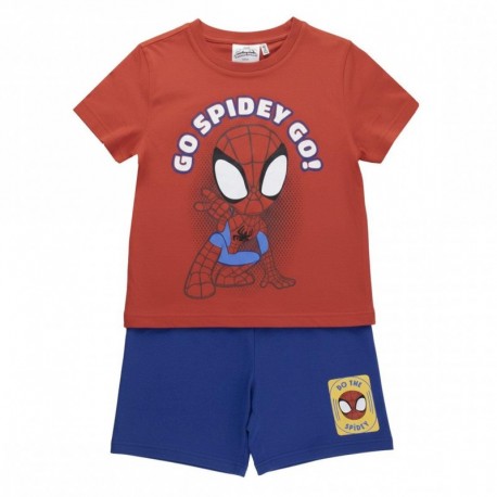 Conjunto camiseta Spidey e shorts azuis para crianças