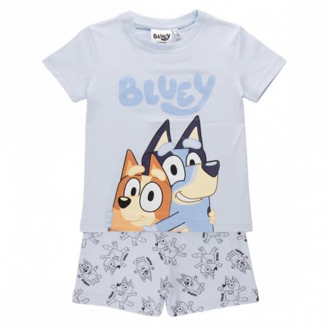 Pijama corto Bluey para niños en azul con estampado