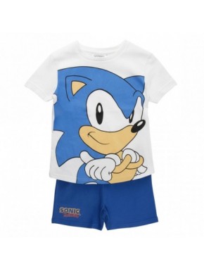 Pyjama court Sonic en blanc et bleu pour enfants