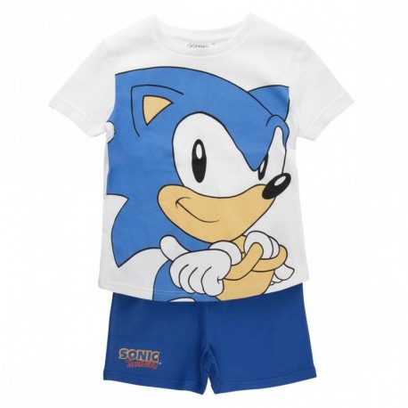 Pijama curto do Sonic em branco e azul para crianças