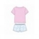 Pijama corto de Bluey para niños con camiseta rosa y shorts azules
