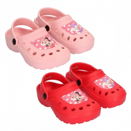 Sabots pour enfants Minnie Mouse en rose et rouge