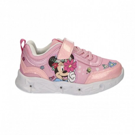 Tênis rosa da Minnie com luzes e fechamento em velcro
