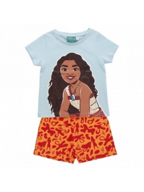 Pijama corto de Moana en azul y naranja para niña