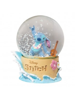 Bola de nieve de Stitch con base decorativa de olas y flores